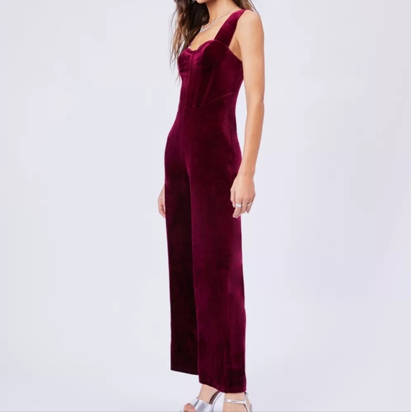 Velvet Dark Red Jumpsuit XL - Picture 8 of 8